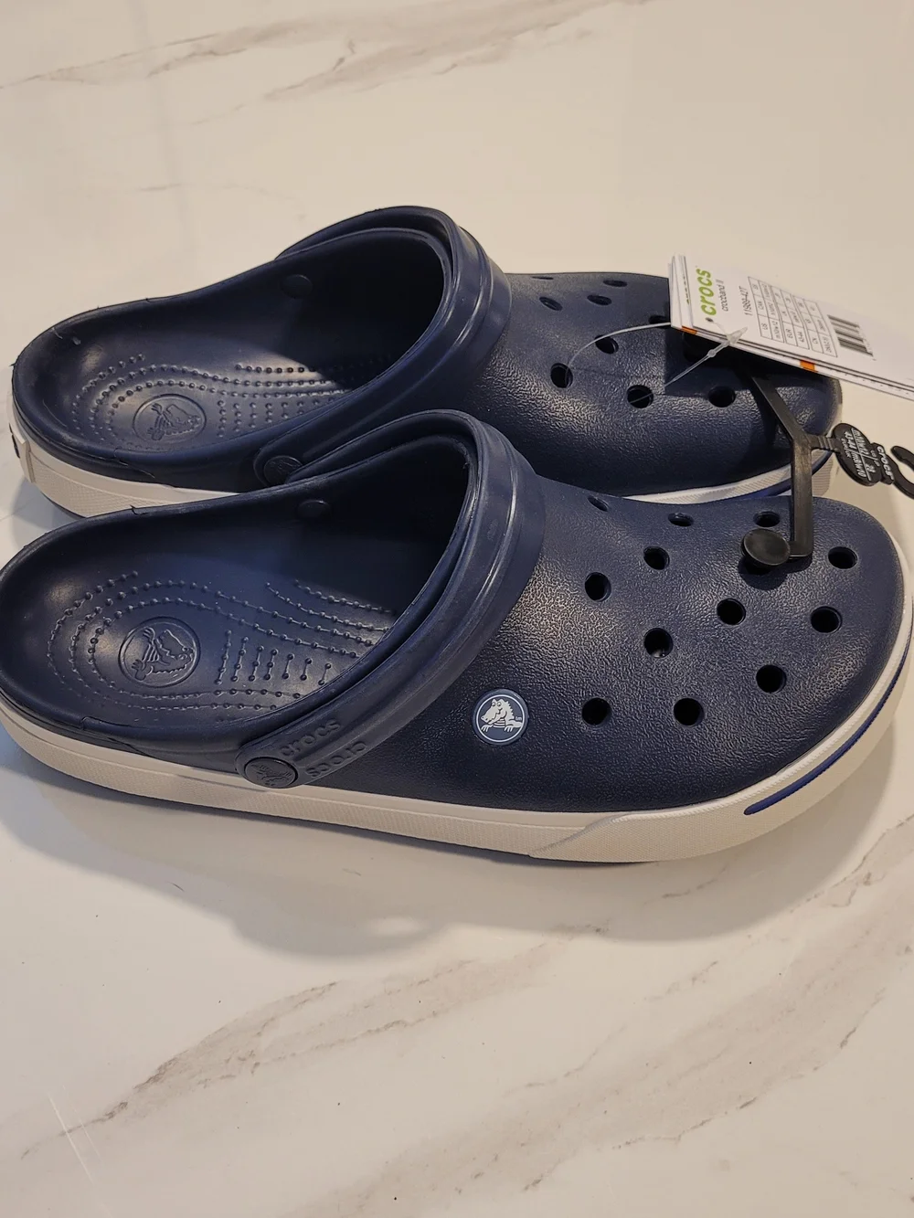 CROCS Navy and White Classic Clog Slide